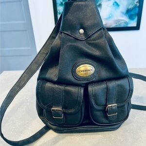 Gianni Versace Black leather Backpack
